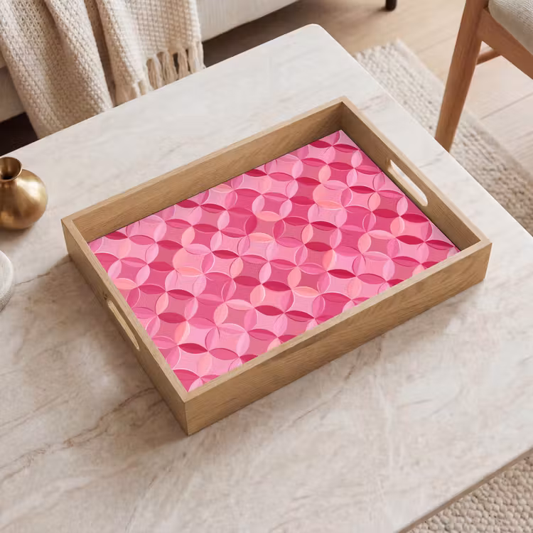 Geometrisch - Mozaïek - Modern - Roze Dienblad Rechthoek middel 911 -sfeer1
