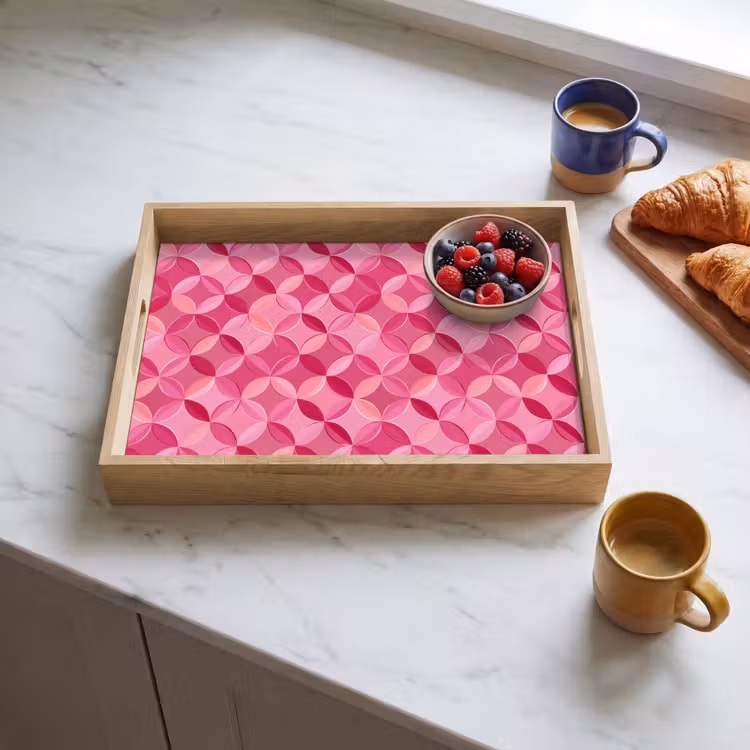 Geometrisch - Mozaïek - Modern - Roze Dienblad Rechthoek middel 911 -sfeer2