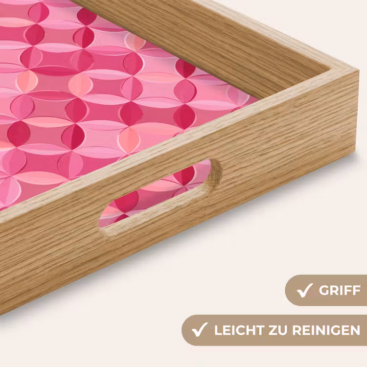 Geometrisch - Mozaïek - Modern - Roze Dienblad Rechthoek middel 911 -USP_HandgreepDE