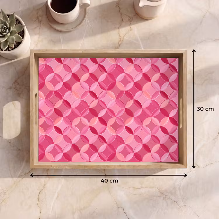 Geometrisch - Mozaïek - Modern - Roze Dienblad Rechthoek middel 911 -USP_Formaat