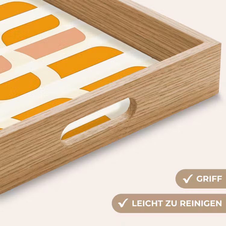 Geometrisch - Patroon - Geel - Roze Dienblad Rechthoek middel 911 -USP_HandgreepDE