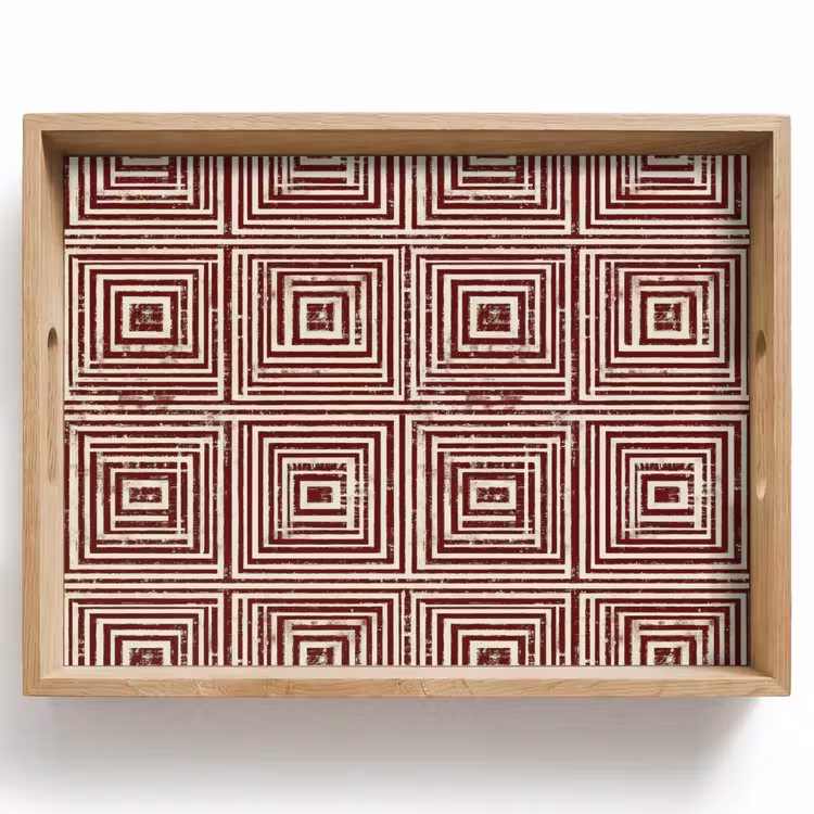 Geometrisch - Patroon - Rood Dienblad Rechthoek middel 911 -z3d_shopping