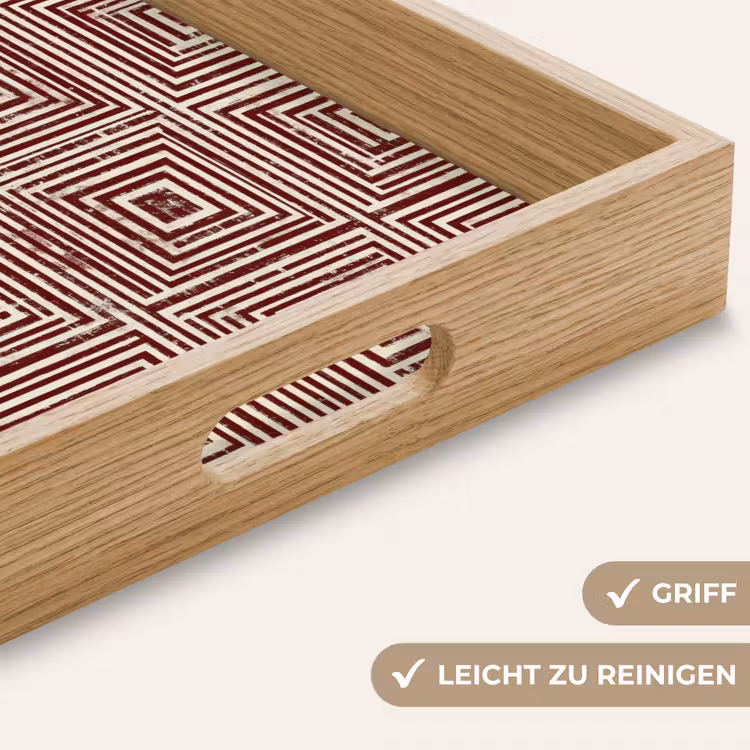 Geometrisch - Patroon - Rood Dienblad Rechthoek middel 911 -USP_HandgreepDE