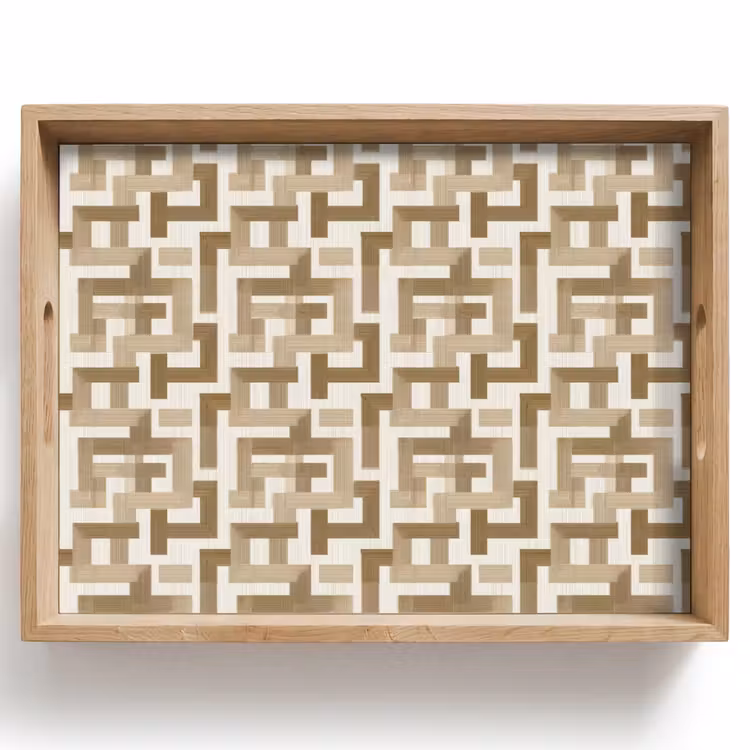 Geometrisch - Retro - Bruin Dienblad Rechthoek middel 911 -z3d_shopping