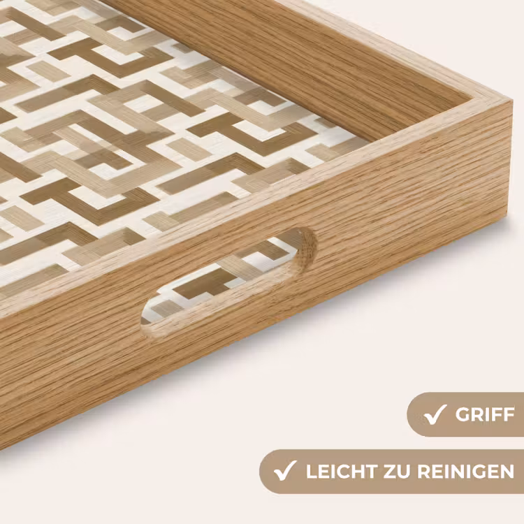 Geometrisch - Retro - Bruin Dienblad Rechthoek middel 911 -USP_HandgreepDE