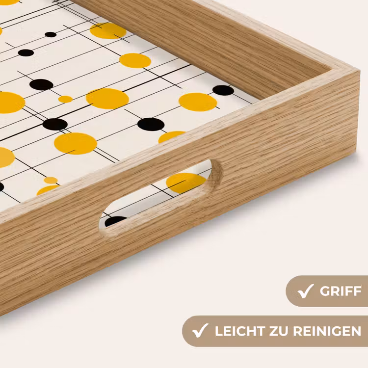 Geometrisch - Retro - Lijnen - Okergeel - Zwart Dienblad Rechthoek middel 911 -USP_HandgreepDE