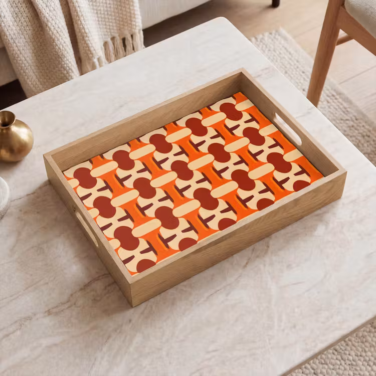 Geometrisch - Retro - Oranje Dienblad Rechthoek middel 911 -sfeer1