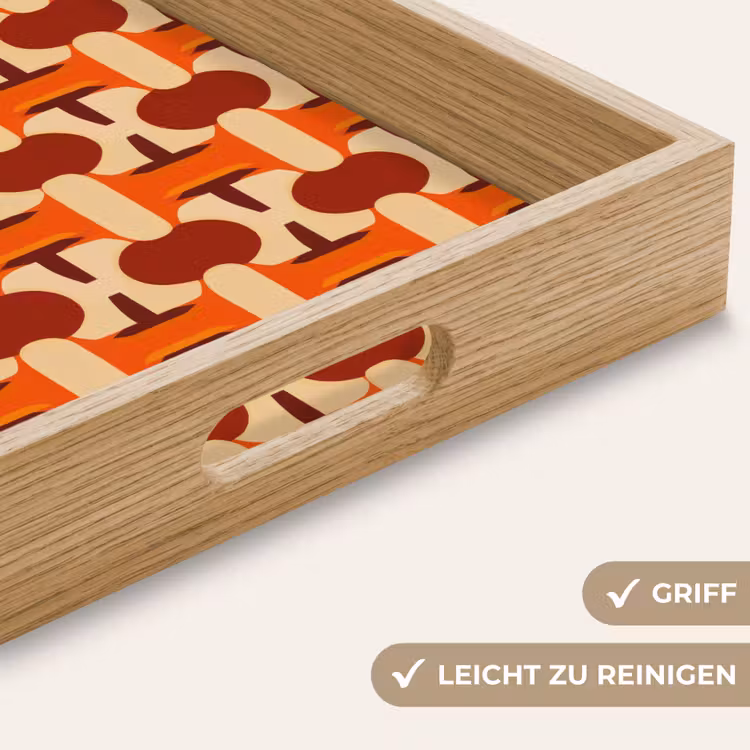 Geometrisch - Retro - Oranje Dienblad Rechthoek middel 911 -USP_HandgreepDE