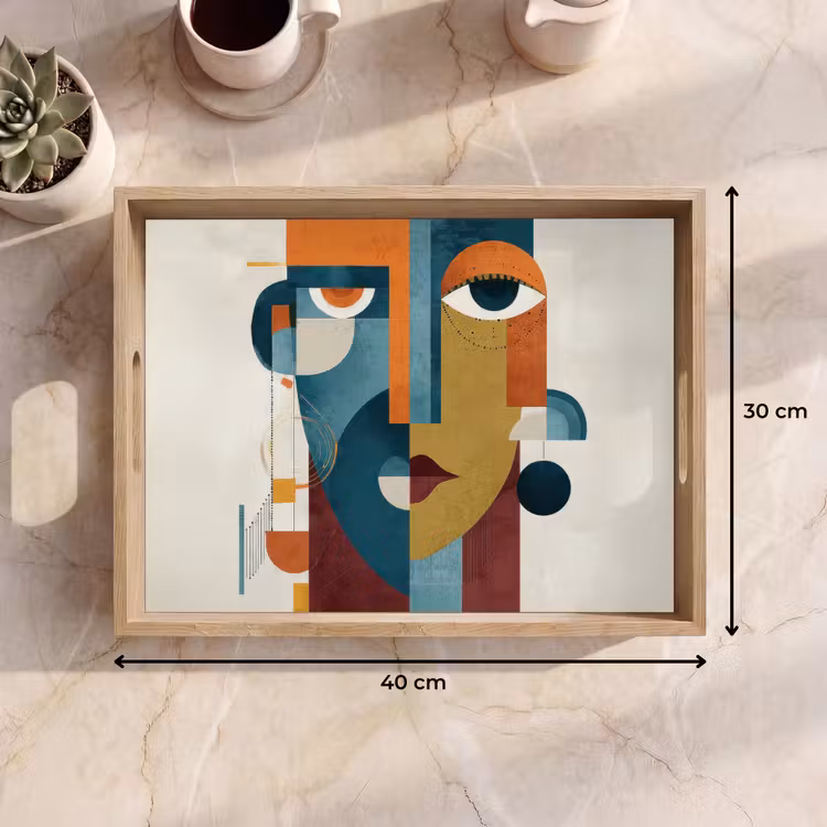 Geometrisch - Strakke vormen - Kleurrijk Dienblad Rechthoek middel -USP_Formaat
