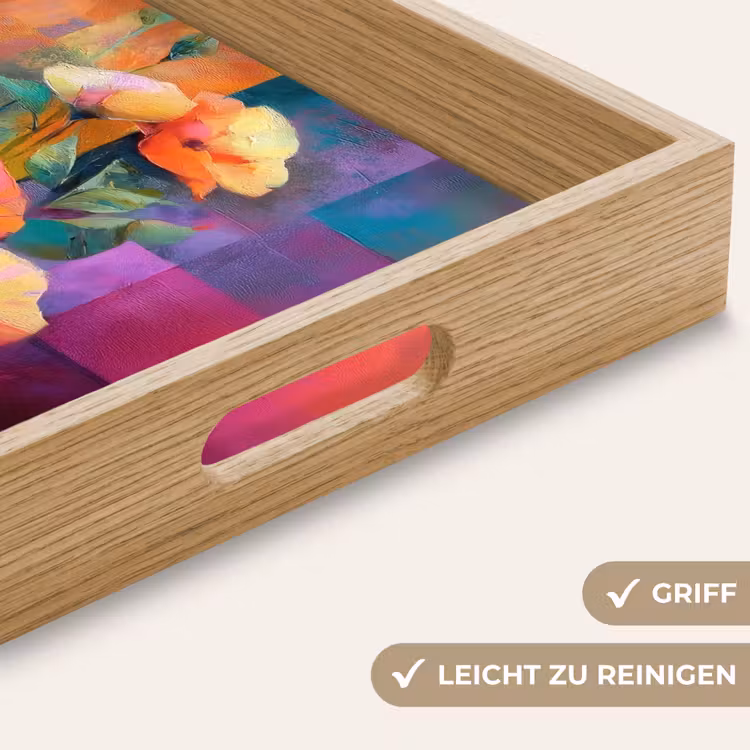 Geometrische kleurvlaken - Modern - Fantasiebloemen Dienblad Rechthoek middel -USP_HandgreepDE