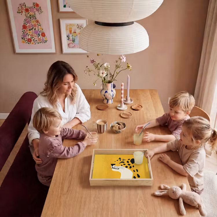 Cheetah - Illustratie - Geel Dienblad Rechthoek middel -sfeer4