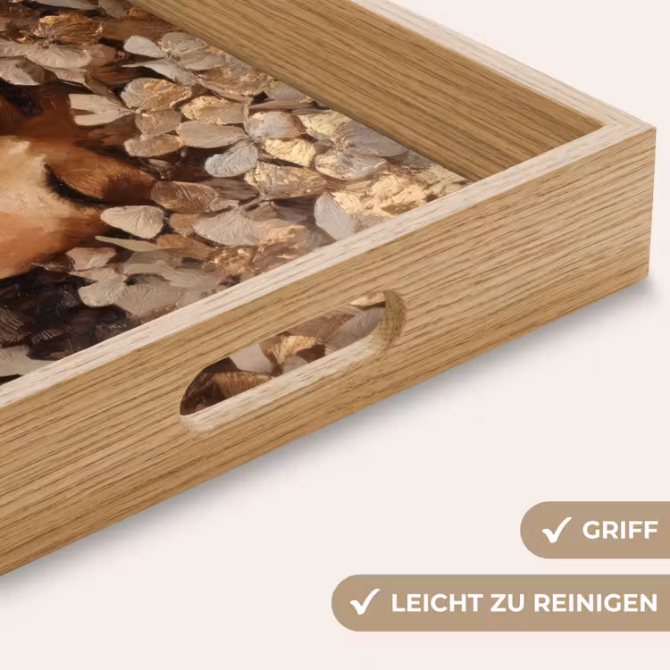 Gezicht - Vrouwe - Bladeren - Penseelstreken Dienblad Rechthoek middel -USP_HandgreepDE
