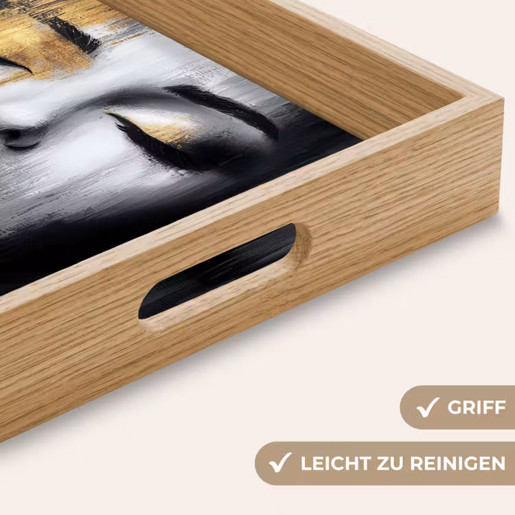 Gezicht - Vrouw - Penseelstreken - Abstract Dienblad Rechthoek middel -USP_HandgreepDE