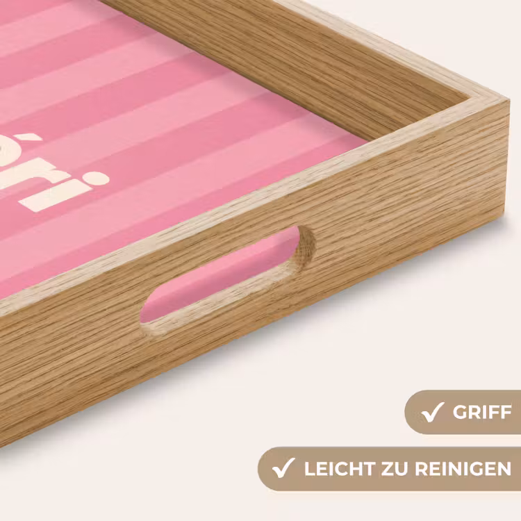 Gestreept - Roze - Chéri Dienblad Rechthoek middel -USP_HandgreepDE