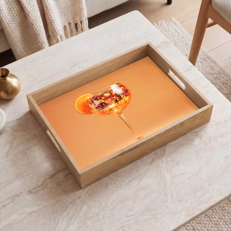 Drank - Oranje - Glitter - Disco Dienblad Rechthoek middel -sfeer1