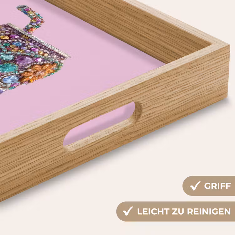Frisdrankblikje - Bloemenpatroon - Edelstenen - Kleurrijk Dienblad Rechthoek middel -USP_HandgreepDE