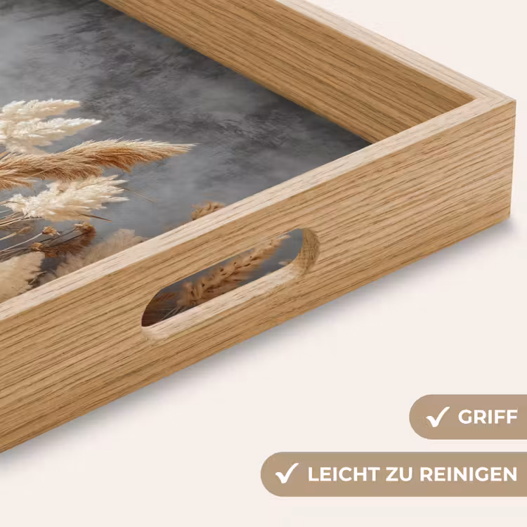 Gedroogde Veldbloemen - Grijs - Beton Dienblad Rechthoek middel -USP_HandgreepDE