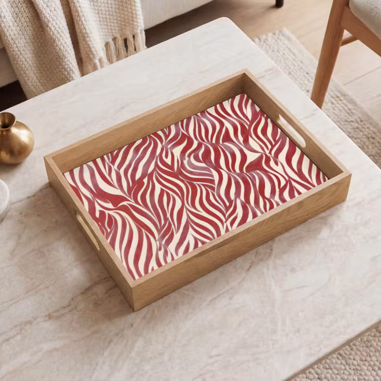 Golvende vormen - Abstract - Rood Dienblad Rechthoek middel -sfeer1