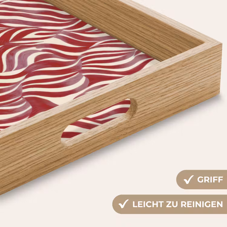 Golvende vormen - Abstract - Rood Dienblad Rechthoek middel -USP_HandgreepDE
