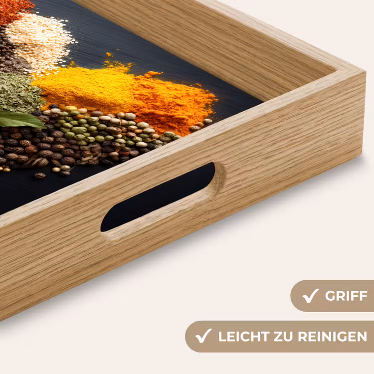 Specerijen - Mix - Hartvorm - Zwart Dienblad Rechthoek middel -USP_HandgreepDE