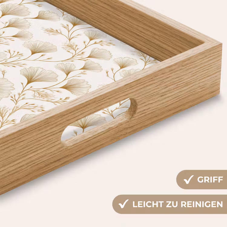 Ginkgo - Takken - Goud Dienblad Rechthoek middel 911 -USP_HandgreepDE
