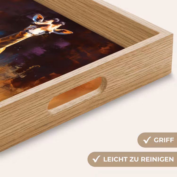 Giraf - Bruin - Abstract - Geschilderd Dienblad Rechthoek middel -USP_HandgreepDE