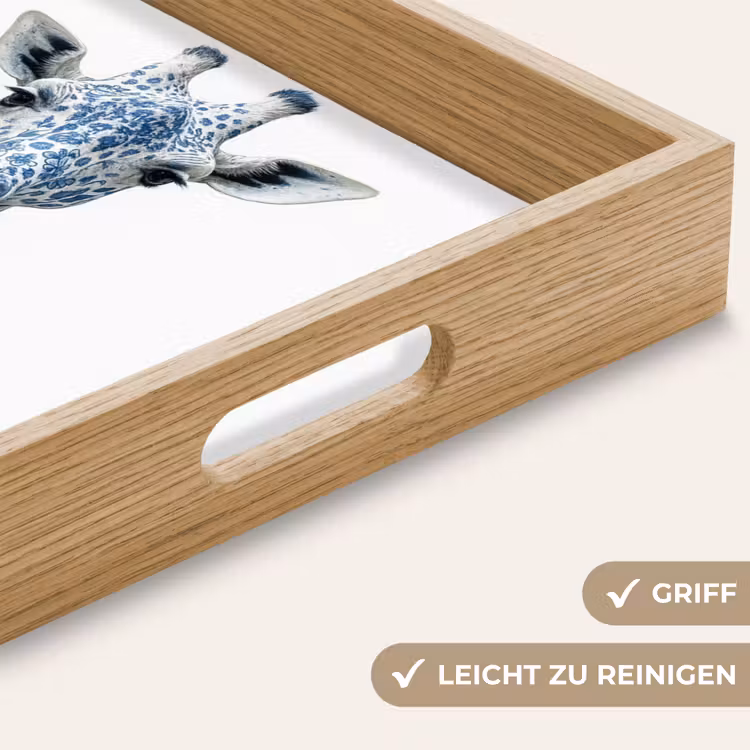 Giraffe - Delfts blauw - Dieren - Minimalistisch Dienblad Rechthoek middel -USP_HandgreepDE