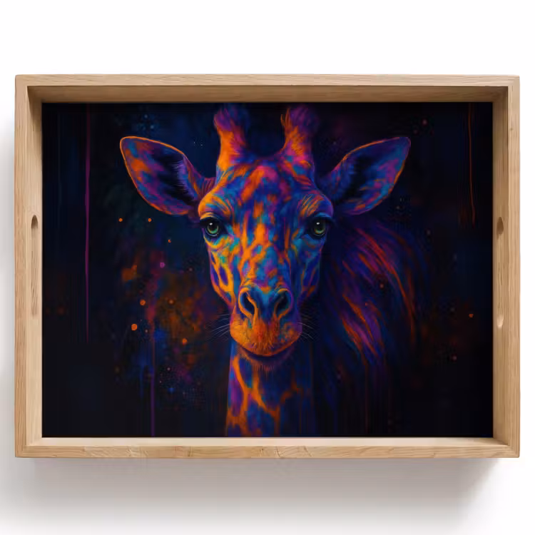 Giraffe - Gekleurd - Verfspatten Dienblad Rechthoek middel -z3d_shopping