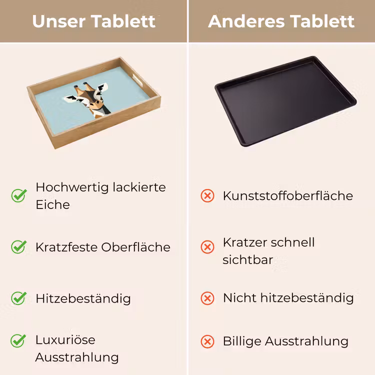 Giraffe - Illustratie - Bruin - Minimalistisch Dienblad Rechthoek middel -USP_VergelijkingDE