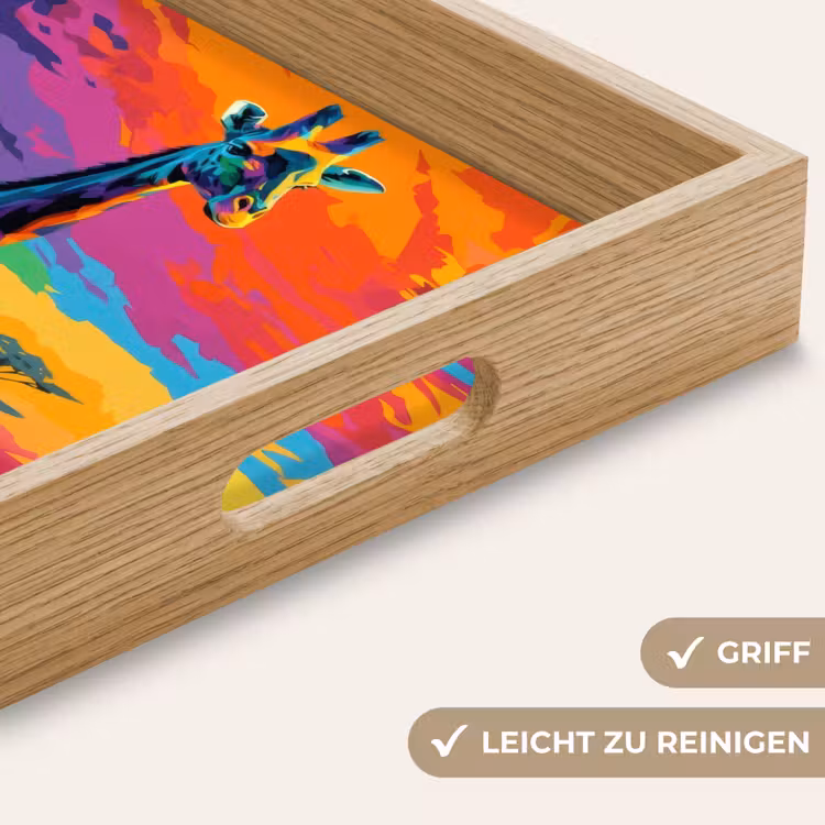 Giraffe - Savanna - Lucht - Gekleurd Dienblad Rechthoek middel -USP_HandgreepDE