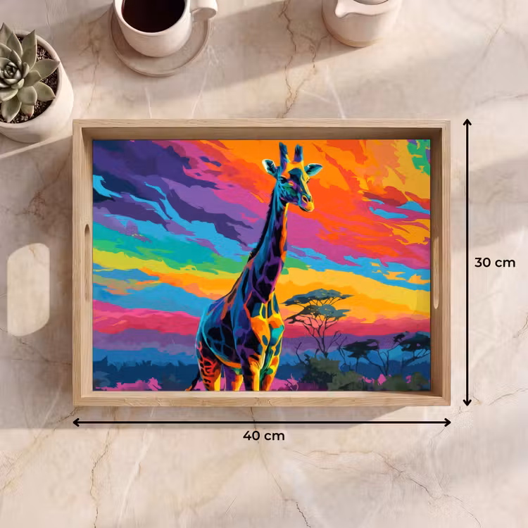 Giraffe - Savanna - Lucht - Gekleurd Dienblad Rechthoek middel -USP_Formaat