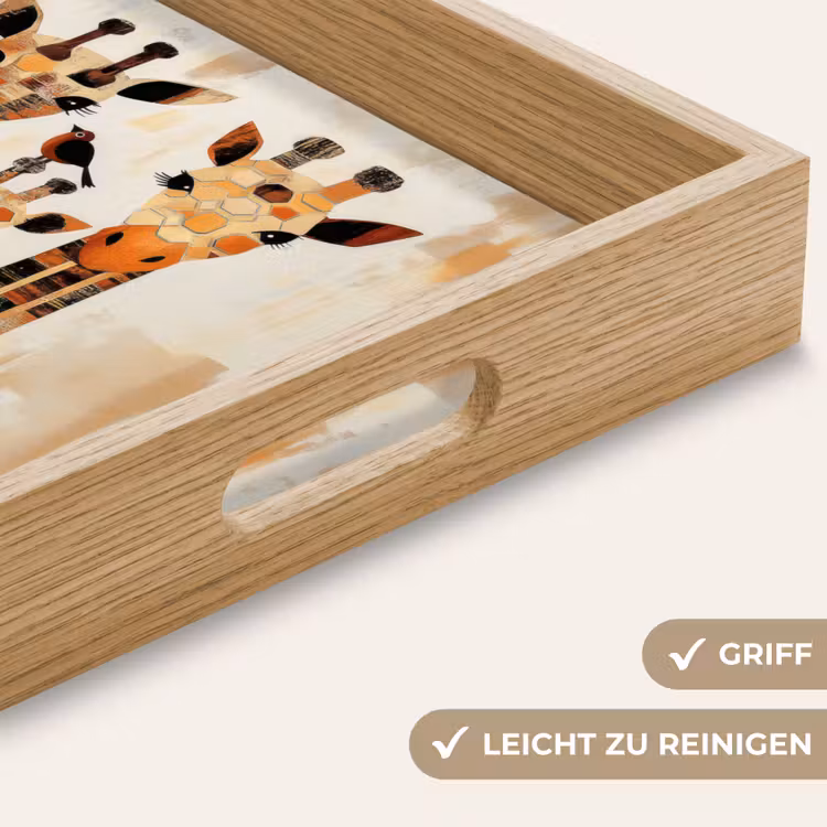 Giraffen - Cartoon - Crème Dienblad Rechthoek middel -USP_HandgreepDE