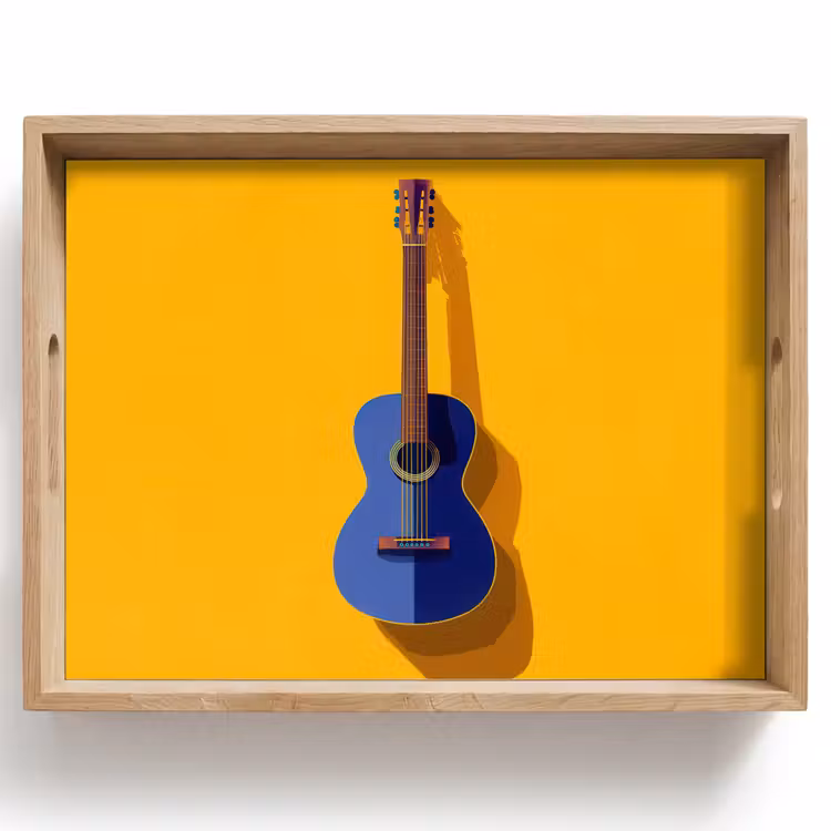 Gitaar - Akoestisch - Minimalistisch - Geel Dienblad Rechthoek middel -z3d_shopping