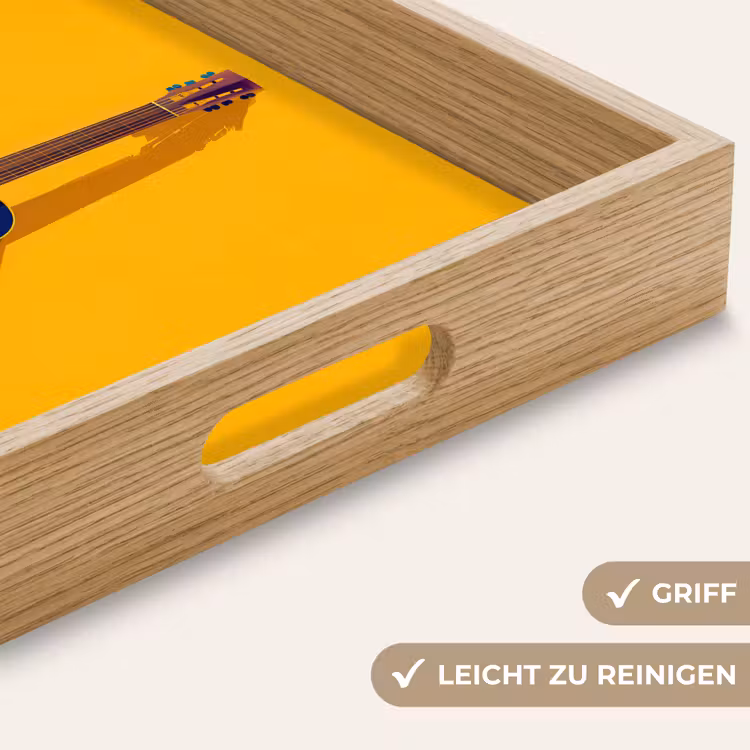 Gitaar - Akoestisch - Minimalistisch - Geel Dienblad Rechthoek middel -USP_HandgreepDE