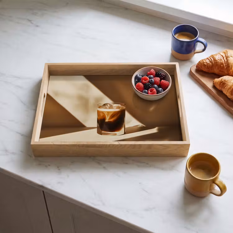 Glas - Ijskoffie - Schaduw - Bruin Dienblad Rechthoek middel -sfeer2