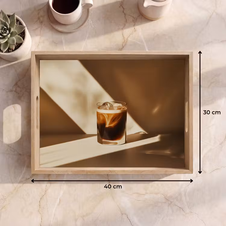 Glas - Ijskoffie - Schaduw - Bruin Dienblad Rechthoek middel -USP_Formaat