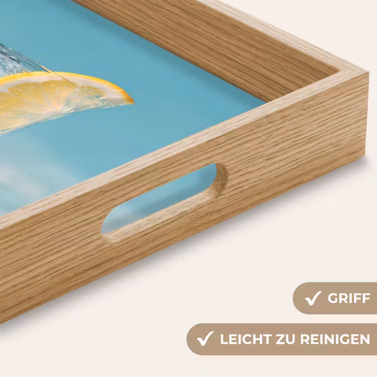 Glas - ijsblokjes - Citroen Dienblad Rechthoek middel -USP_HandgreepDE