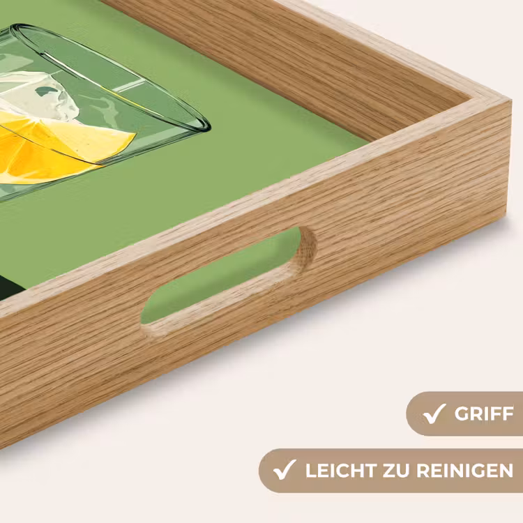 Glas - Citroen - Ijsblokjes - Groen Dienblad Rechthoek middel -USP_HandgreepDE