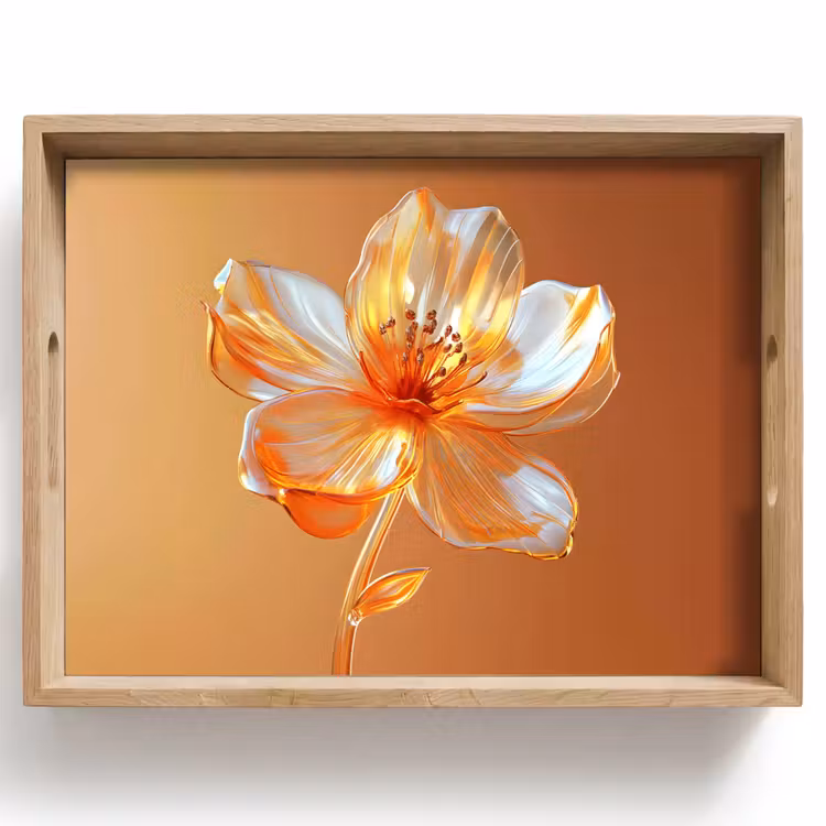 Glazen - Bloem - Oranje Dienblad Rechthoek middel -z3d_shopping