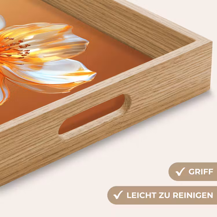 Glazen - Bloem - Oranje Dienblad Rechthoek middel -USP_HandgreepDE