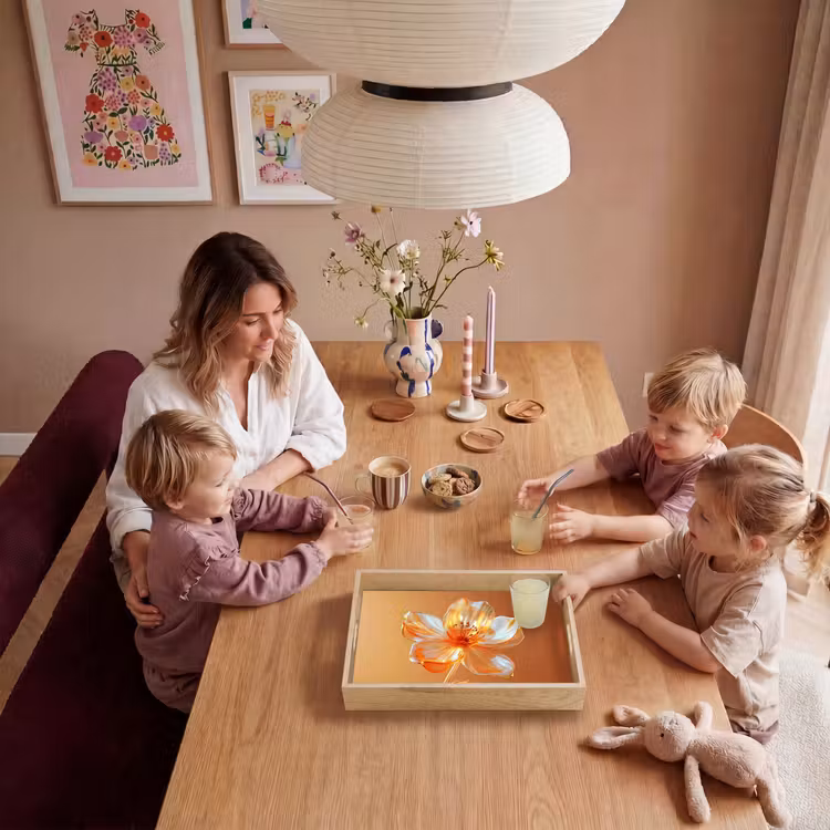Glazen - Bloem - Oranje Dienblad Rechthoek middel -sfeer4