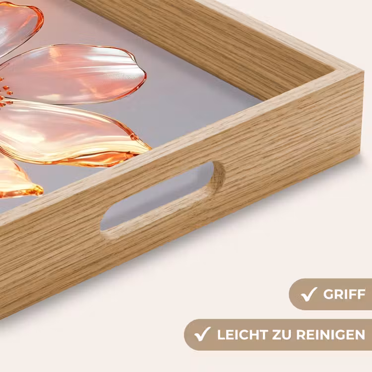Glazen - Bloem - Roze Dienblad Rechthoek middel -USP_HandgreepDE