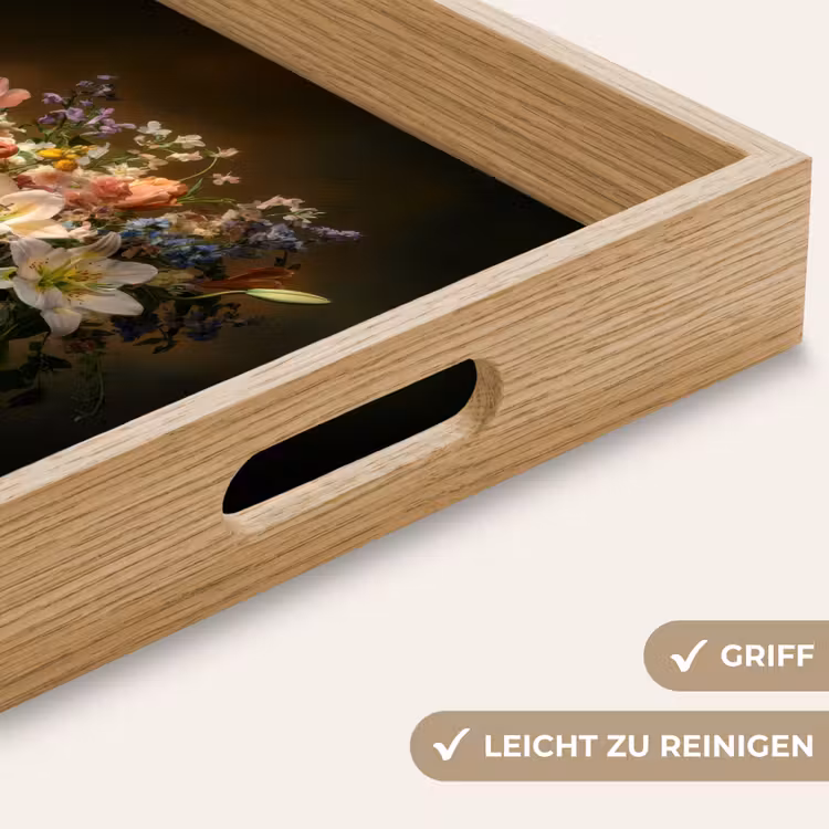 Glazen - Bloemen - Boeket - Kleuren Dienblad Rechthoek middel -USP_HandgreepDE