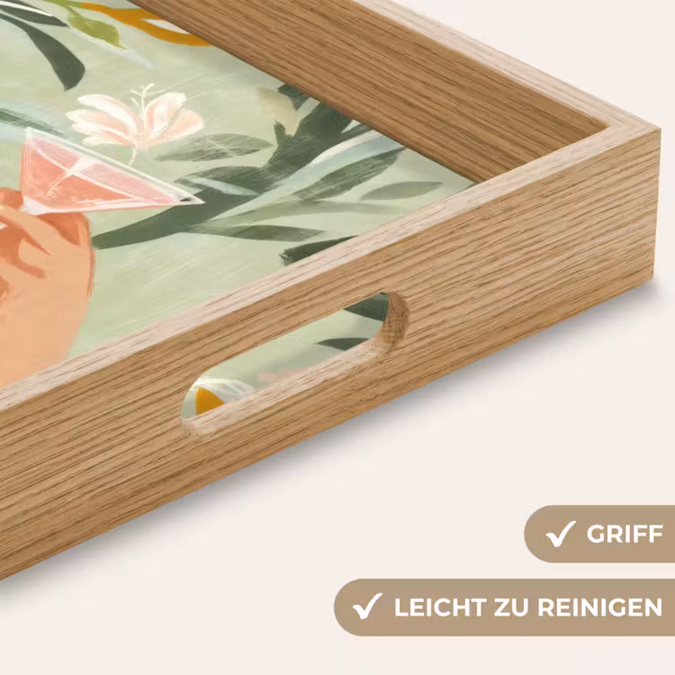 Glazen - Proosten - Bladeren - Groen Dienblad Rechthoek middel -USP_HandgreepDE
