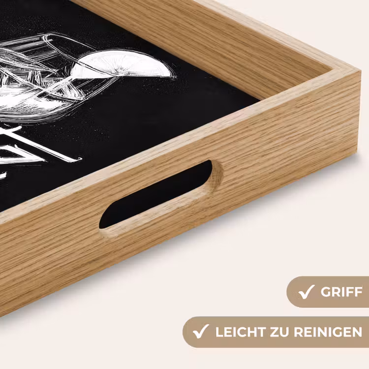 Glas spritz - Krijtletters - Ijsblokjes - Citroen Dienblad Rechthoek middel -USP_HandgreepDE