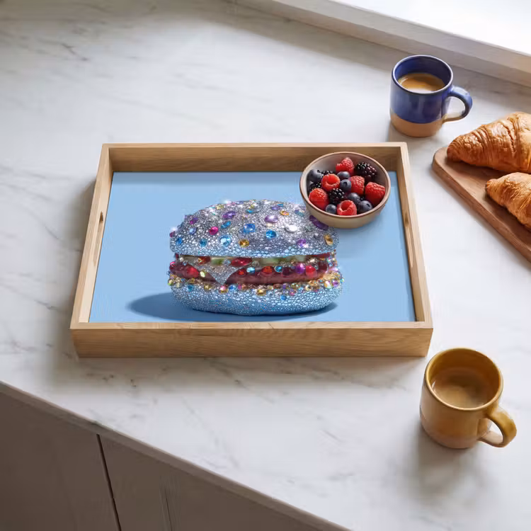 Glitters - Hamburger - Blauw Dienblad Rechthoek middel -sfeer2