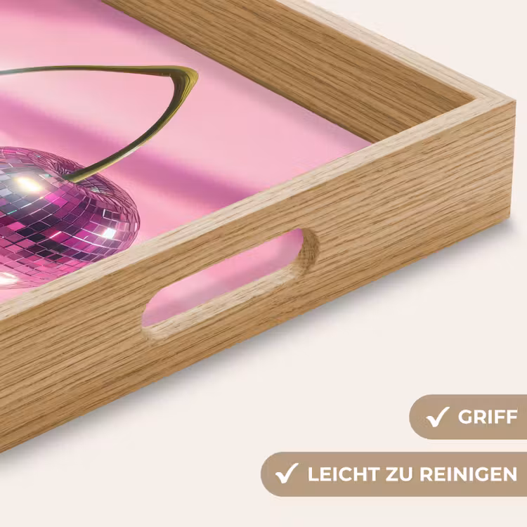 Glitter - Discobol - Roze - Kersen Dienblad Rechthoek middel -USP_HandgreepDE