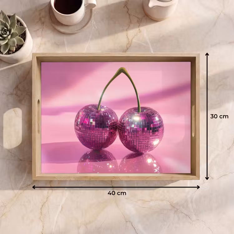 Glitter - Discobol - Roze - Kersen Dienblad Rechthoek middel -USP_Formaat