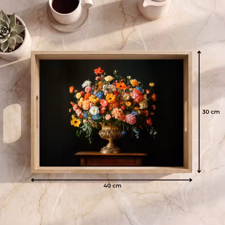 Goud - Bloemen - Kleuren - Vaas Dienblad Rechthoek middel -USP_Formaat