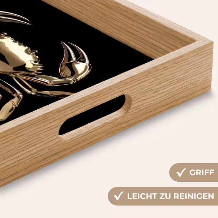 Goud - Krab - Dieren - Zwart Dienblad Rechthoek middel -USP_HandgreepDE